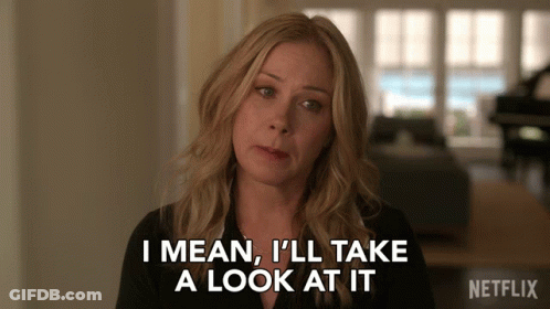 Blonde Woman Saying I Mean I'll Take A Look At It GIF
