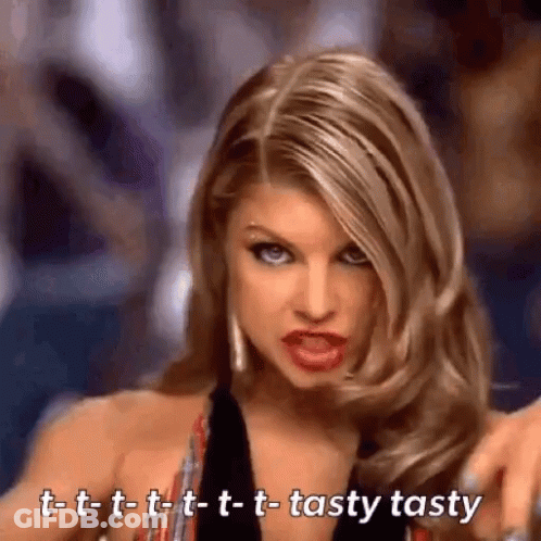 Blonde Woman Saying Tasty Tasty GIF