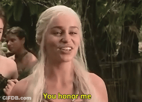 Blonde Woman Saying You Honor Me GIF