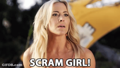 Blonde Woman Says Scram Girl Yellow Tent GIF