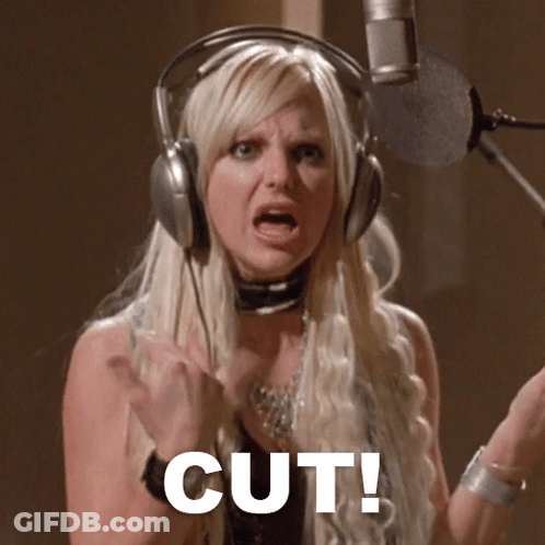 Blonde Woman Screaming Into Microphone With Cut GIF