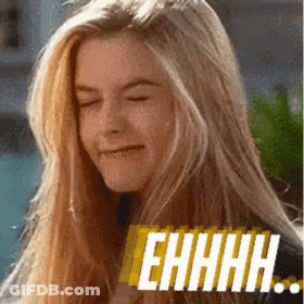 Blonde Woman Smiling Eyes Closed Saying Ehhhh GIF