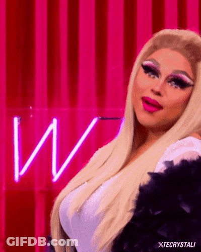Blonde Woman Standing By Neon Sign Xtecrystali GIF