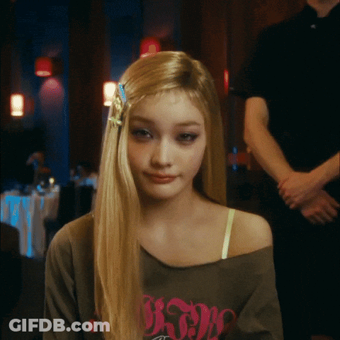 Blonde Woman Wearing Barbie Shirt GIF