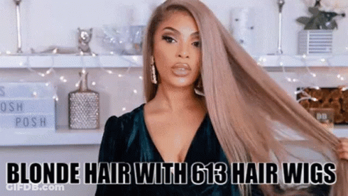 Blonde Woman With 613 Hair Wigs GIF