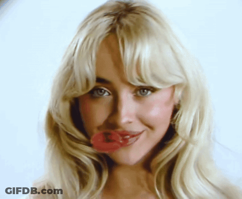 Blonde Woman With Red Lipstick GIF