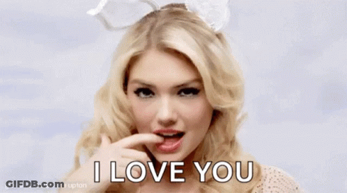 Blonde Woman With White Bow Saying I Love You GIF
