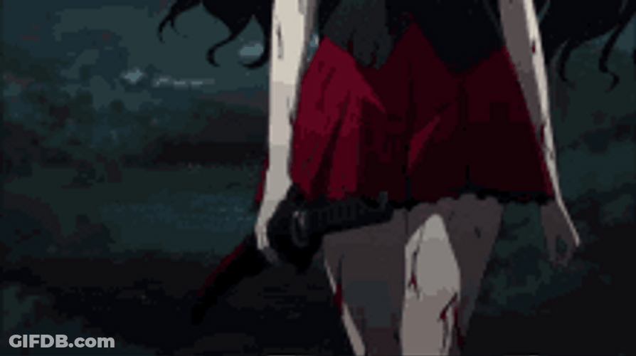 Blood C Kisaragi Walking With Sword GIF