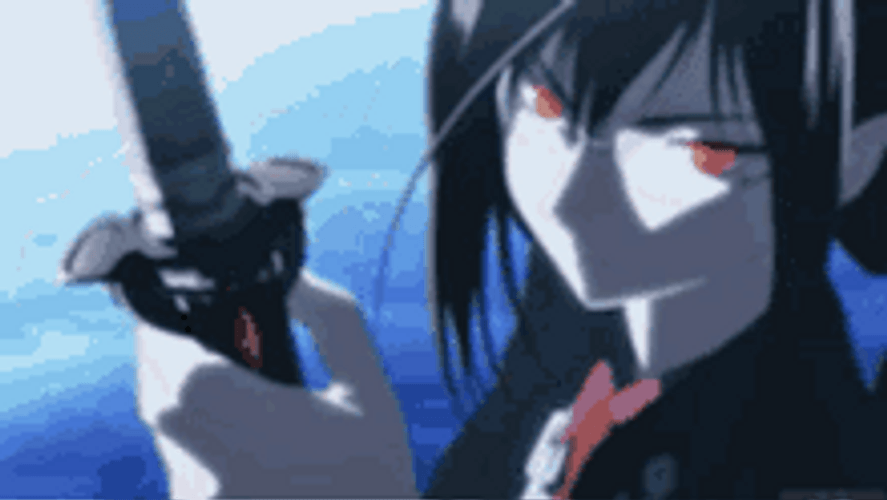 Blood C Saya Preparing Her Sword GIF