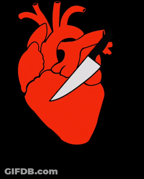 Blood Dripping Knife Stabbing Heart GIF