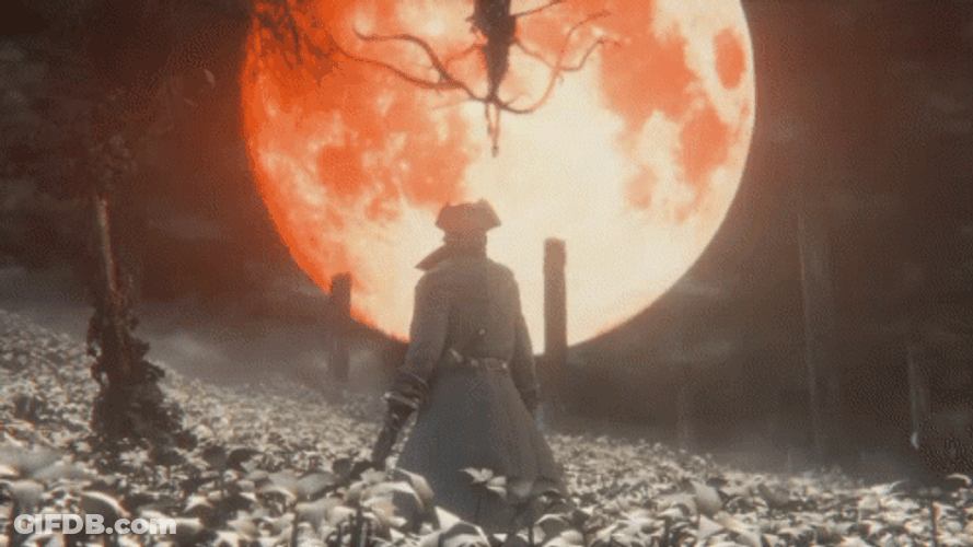 Bloodborne Looking At Blood Moon GIF