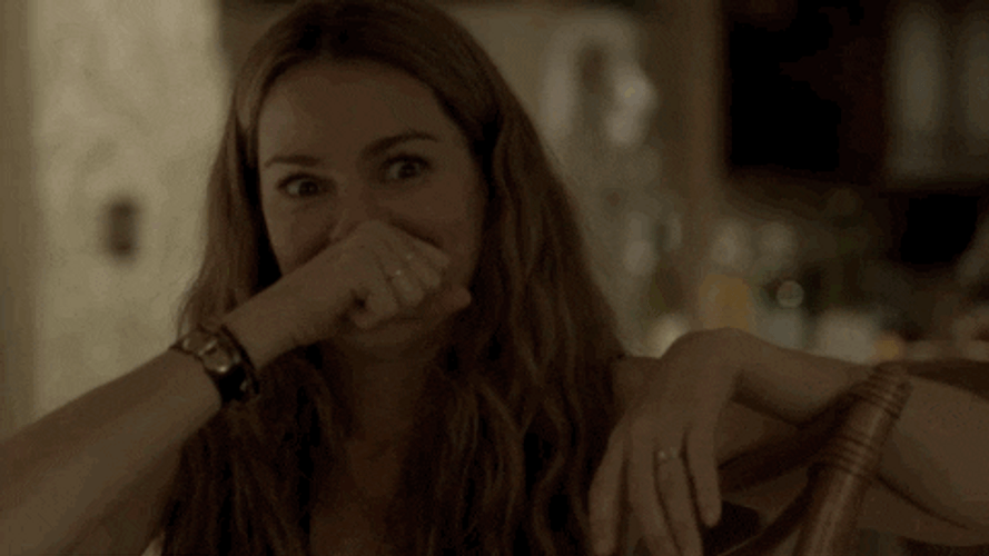 Bloodline Meg Rayburn Covering Her Mouth GIF