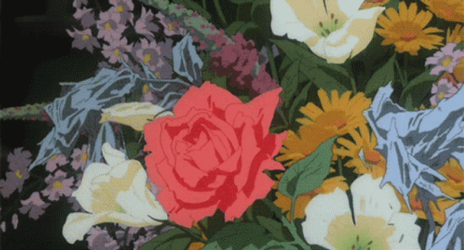 Blooming Beautiful Flowers Anime Aesthetic GIF