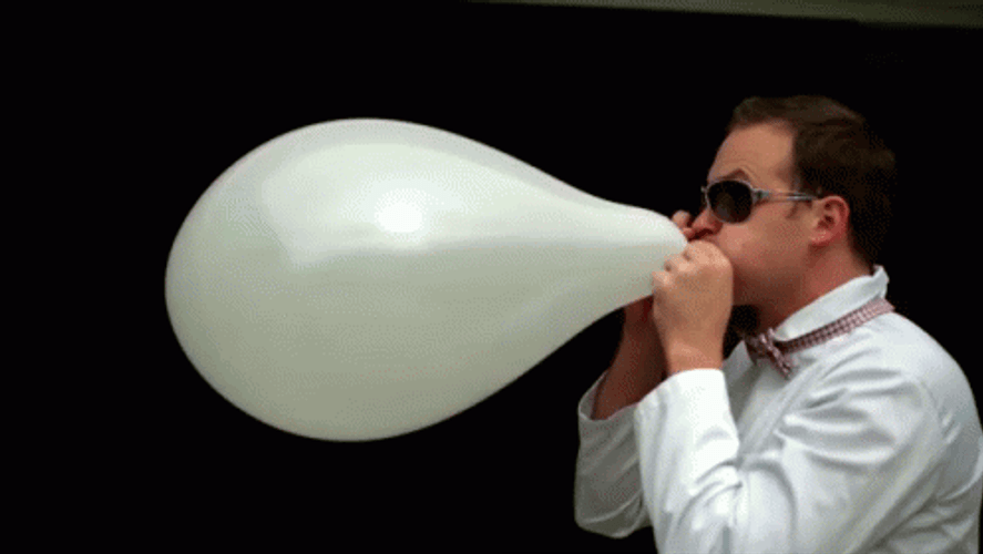 Blowing Big White Balloon Deflating GIF