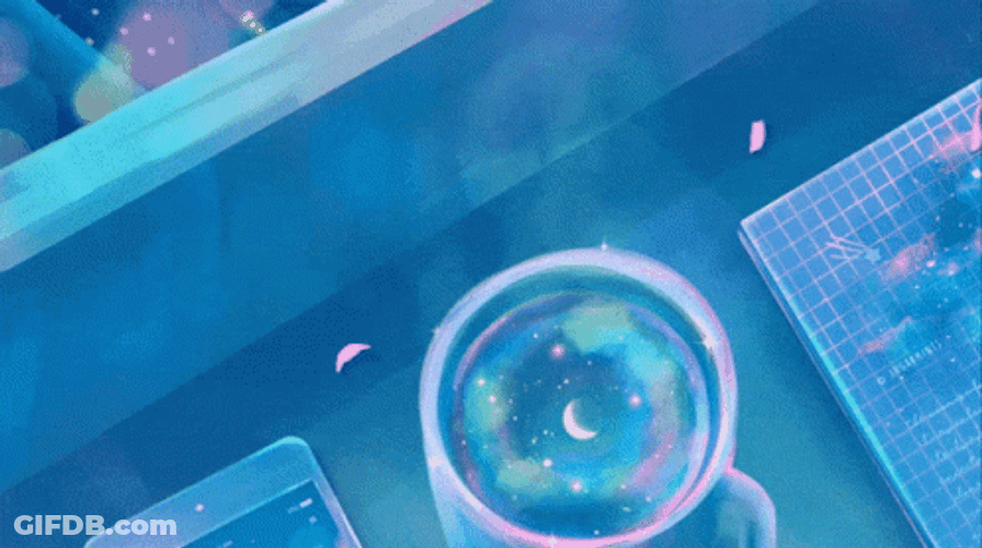 Blue Aesthetic Moon Cup Reflection GIF