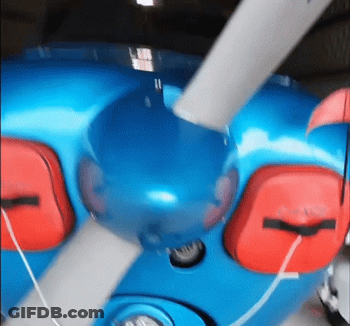 Blue Airplane With Propeller Close Up GIF