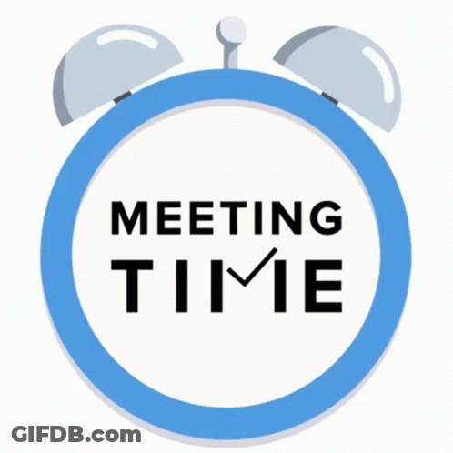 Blue Alarm Clock Saying Meeting Time GIF