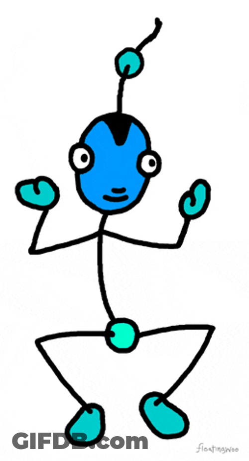 Blue Alien Stickman Dance GIF