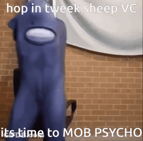 Blue Among Us Character Saying Hop In Tweek Sheep VC GIF