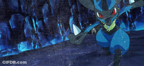 Blue And Black Cartoon Character With Red Eyes GIF