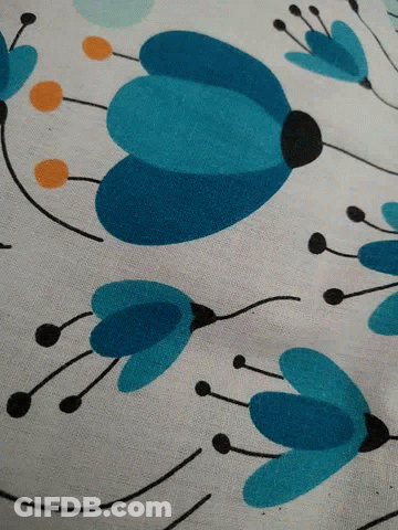 Blue And Black Flowers Fabric GIF