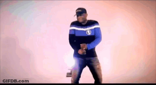Blue And Black Shirt And Hat Man Dancing GIF