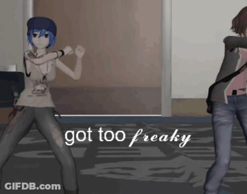 Blue And Brown Hair Girls Got Too Freaky GIF