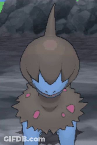 Blue And Brown Monster With Long Neck GIF