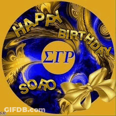 Blue And Gold Circle Happy Birthday Soho GIF