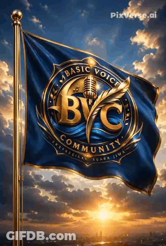 Blue And Gold Flag Saying Basic Voice GIF