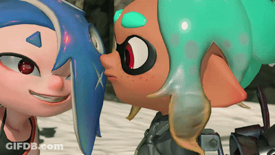 Blue And Green Cartoon Characters Kissing GIF