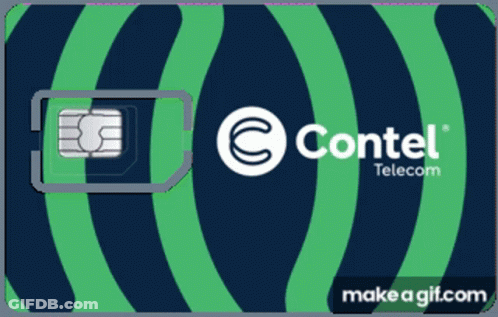 Blue And Green Contel Telecom Card With SIM Card GIF