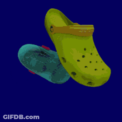 Blue And Green Crocs 360 View Spinning GIF