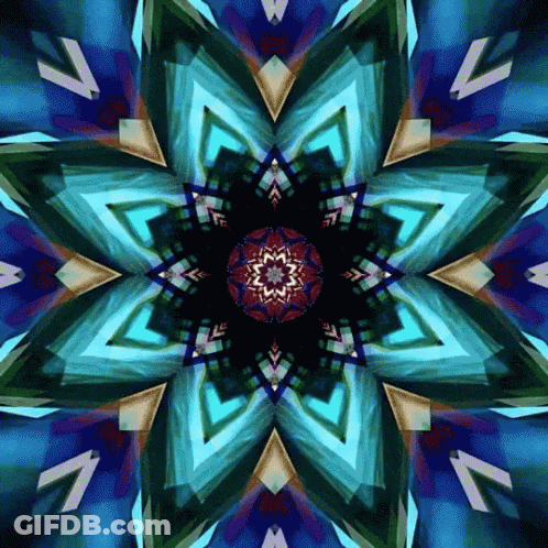 Blue And Green Geometric Kaleidoscope GIF