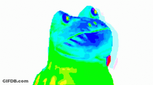 Blue And Green Pixel Art Frog Head GIF