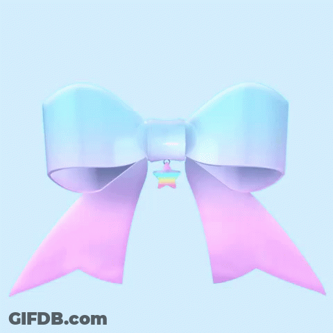 Blue And Pink Bow With Rainbow Pendant GIF