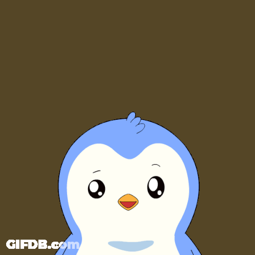Blue And Pink Penguin Playing Trombone GIF
