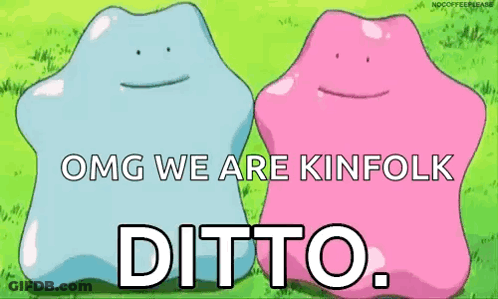 Blue And Pink Pokemon Standing Side By Side GIF