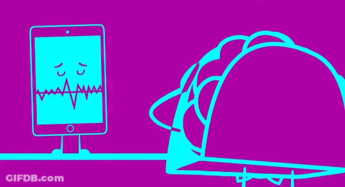 Blue And Purple Cartoon Cell Phone With Baseball And Suitcase GIF