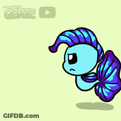 Blue And Purple Fish Saying Christopher's Genie GIF