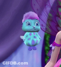 Blue And Purple Stuffed Animal Flying Near Fairy GIF