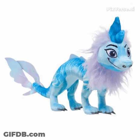 Blue And Purple Stuffed Animal With Purple Tail GIF