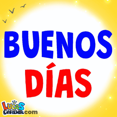 Blue And Red Buenos Dias Sign GIF