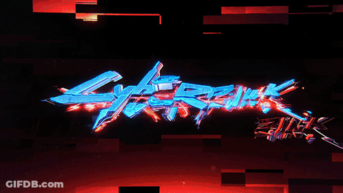 Blue And Red Cyberpunk Logo GIF