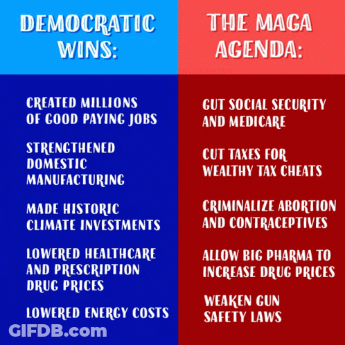 Blue And Red Democratic Wins MAGA Agenda Poster GIF
