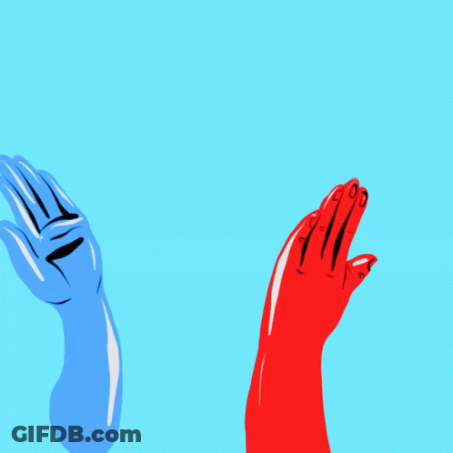 Blue And Red Hands High Five Saying Thank You Volunteers GIF