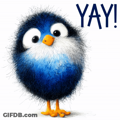 Blue And White Bird Saying Yay GIF