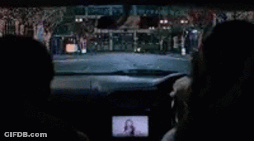 Blue And White Car Driving At Night GIF