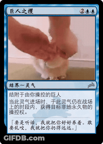 Blue And White Card With Person Holding White Rabbit GIF