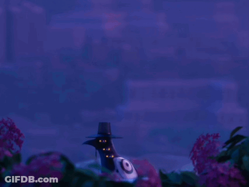 Blue And White Cartoon Cat With Yellow Eyes GIF